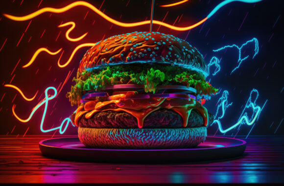 hamburguesa letrero neon