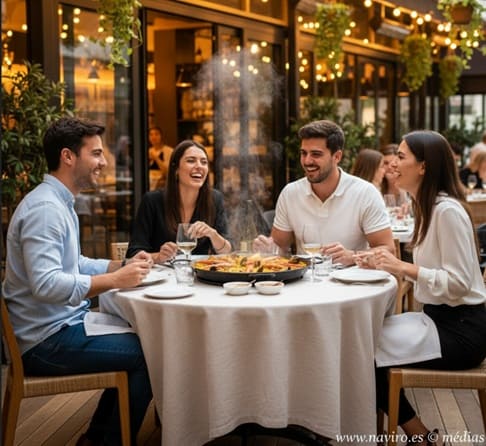 Medias couple paella restos terraza