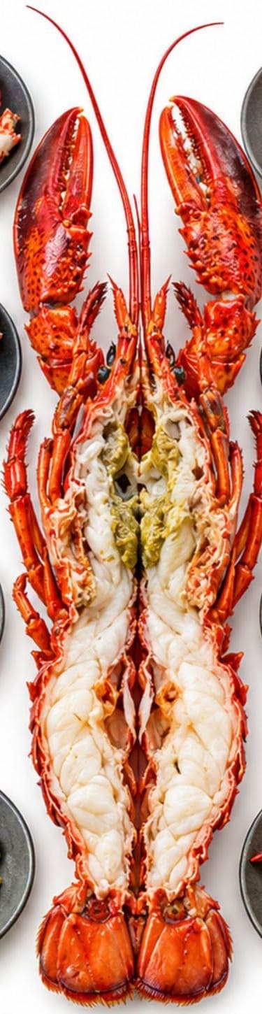 Homard ouvert en deux